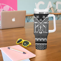 Black Philippines Sun Star Tumbler With Handle Igorot Tribal Inspiration LT05 - Polynesian Pride
