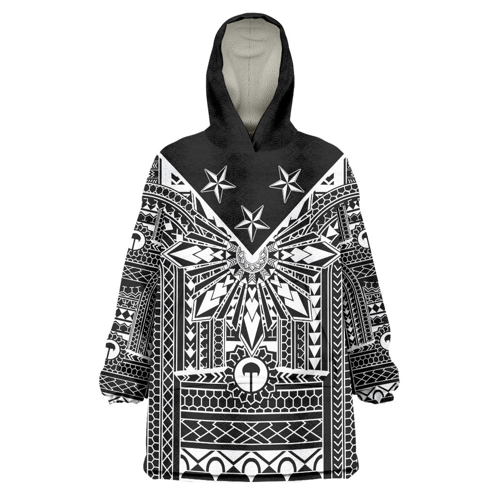 Black Philippines Sun Star Wearable Blanket Hoodie Igorot Tribal Inspiration