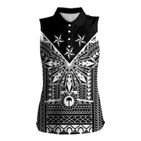 Black Philippines Sun Star Women Sleeveless Polo Shirt Igorot Tribal Inspiration
