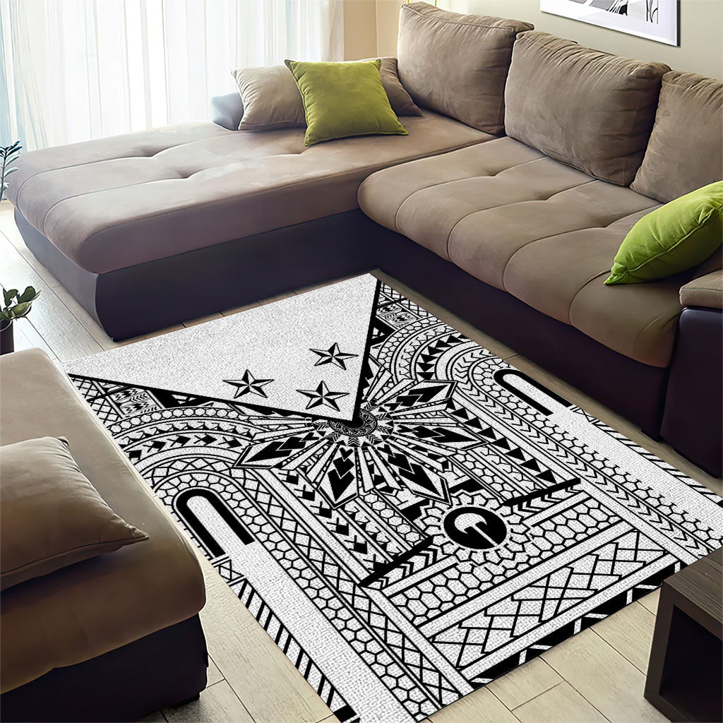 White Philippines Sun Star Area Rug Igorot Tribal Inspiration
