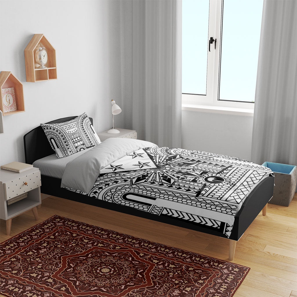 White Philippines Sun Star Bedding Set Igorot Tribal Inspiration
