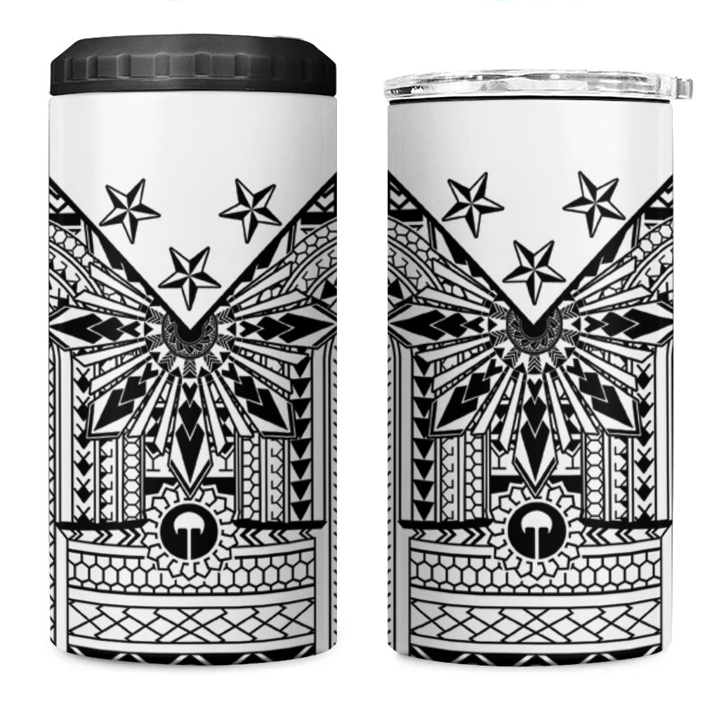 White Philippines Sun Star 4 in 1 Can Cooler Tumbler Igorot Tribal Inspiration LT05 One Size: 16 oz White - Polynesian Pride