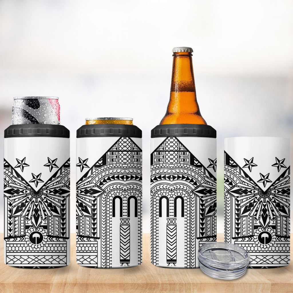 White Philippines Sun Star 4 in 1 Can Cooler Tumbler Igorot Tribal Inspiration LT05 - Polynesian Pride