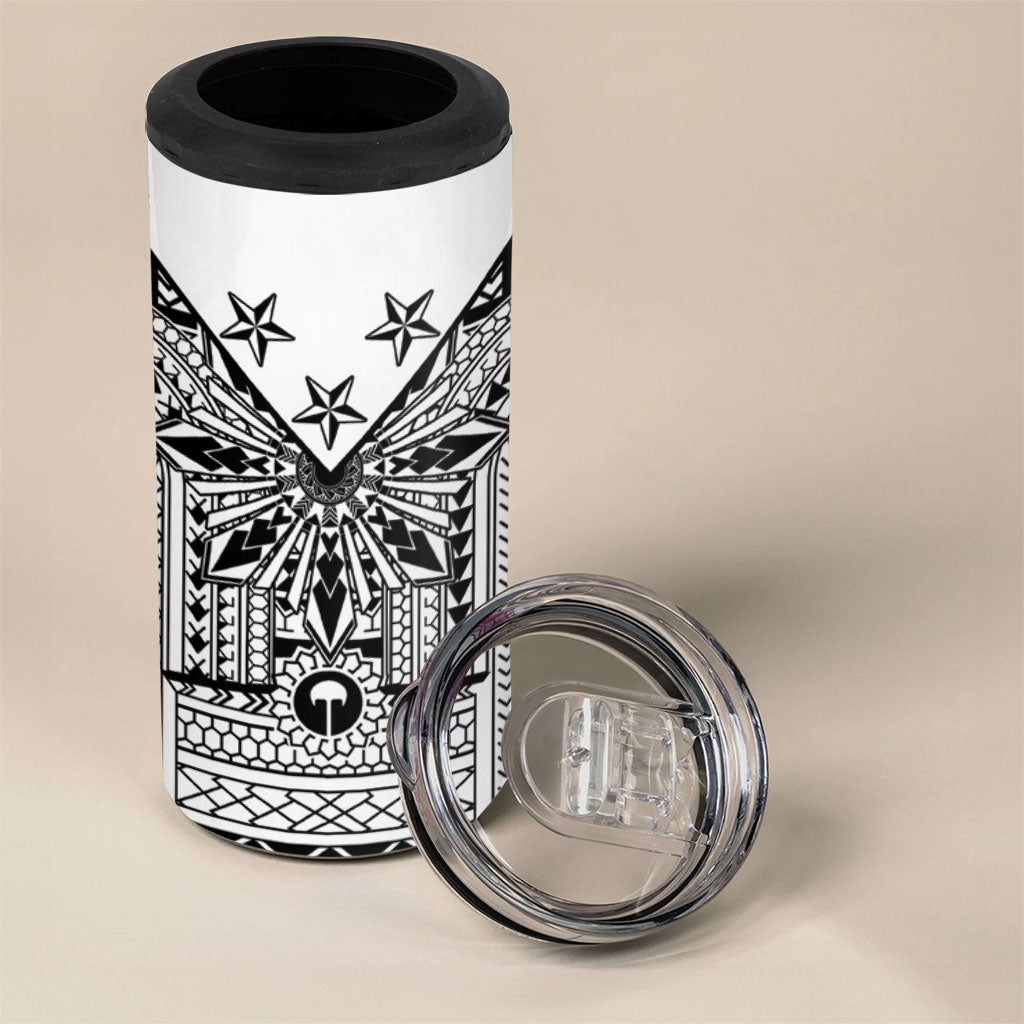 White Philippines Sun Star 4 in 1 Can Cooler Tumbler Igorot Tribal Inspiration LT05 - Polynesian Pride