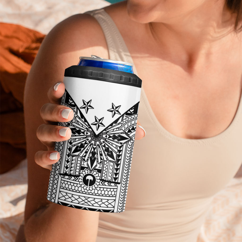 White Philippines Sun Star 4 in 1 Can Cooler Tumbler Igorot Tribal Inspiration LT05 - Polynesian Pride