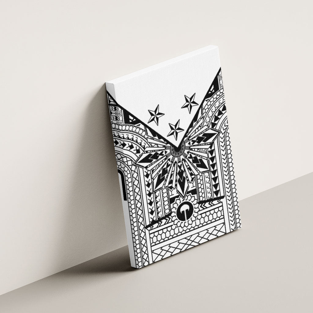 White Philippines Sun Star Canvas Wall Art Igorot Tribal Inspiration