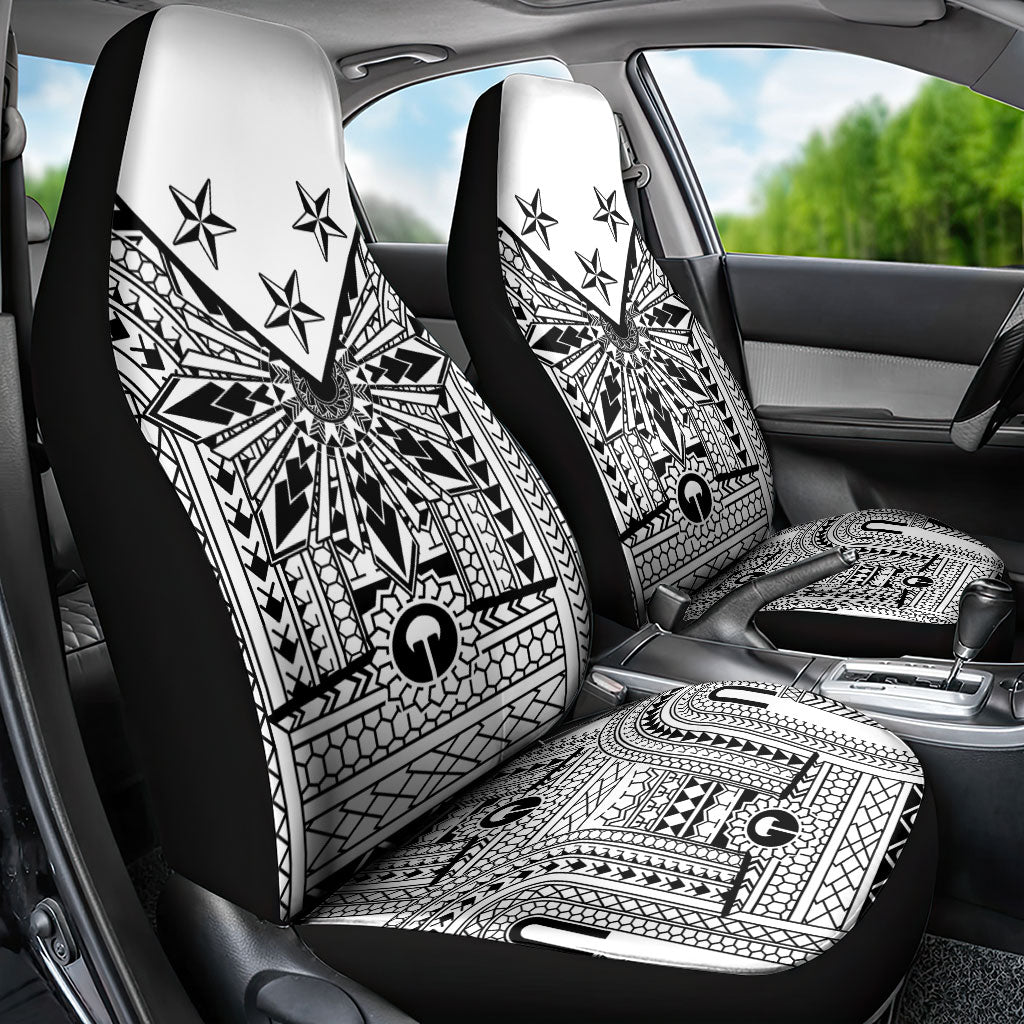 White Philippines Sun Star Car Seat Cover Igorot Tribal Inspiration