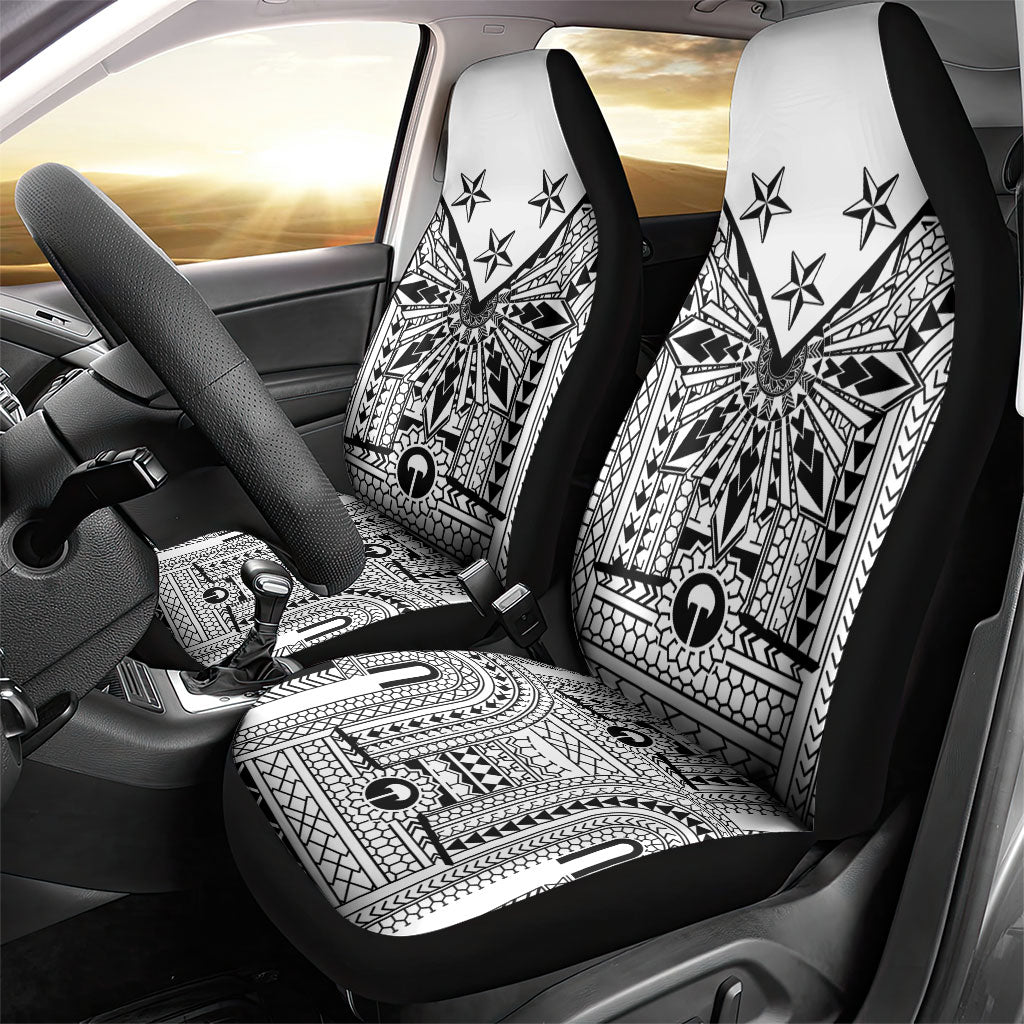 White Philippines Sun Star Car Seat Cover Igorot Tribal Inspiration