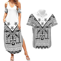 White Philippines Sun Star Couples Matching Summer Maxi Dress and Hawaiian Shirt Igorot Tribal Inspiration LT05 White - Polynesian Pride