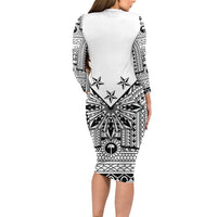 White Philippines Sun Star Family Matching Long Sleeve Bodycon Dress and Hawaiian Shirt Igorot Tribal Inspiration LT05 - Polynesian Pride