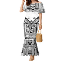 White Philippines Sun Star Family Matching Mermaid Dress and Hawaiian Shirt Igorot Tribal Inspiration LT05 Mom's Dress White - Polynesian Pride