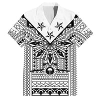 White Philippines Sun Star Family Matching Off The Shoulder Long Sleeve Dress and Hawaiian Shirt Igorot Tribal Inspiration LT05 Dad's Shirt - Short Sleeve White - Polynesian Pride
