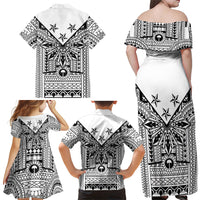 White Philippines Sun Star Family Matching Off Shoulder Maxi Dress and Hawaiian Shirt Igorot Tribal Inspiration LT05 - Polynesian Pride