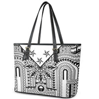White Philippines Sun Star Leather Tote Bag Igorot Tribal Inspiration