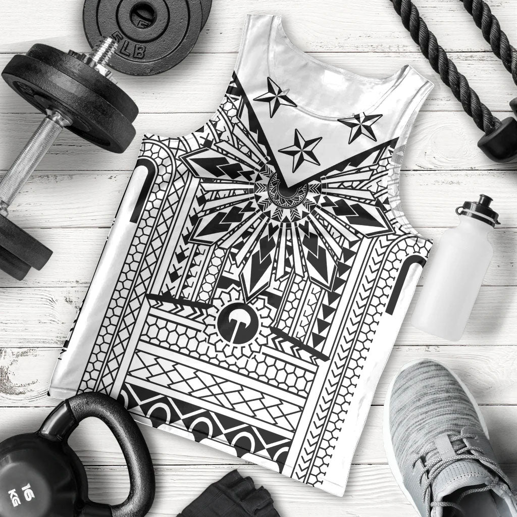 White Philippines Sun Star Men Tank Top Igorot Tribal Inspiration LT05 - Polynesian Pride
