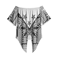 White Philippines Sun Star Off Shoulder Wrap Waist Top Igorot Tribal Inspiration LT05 White - Polynesian Pride