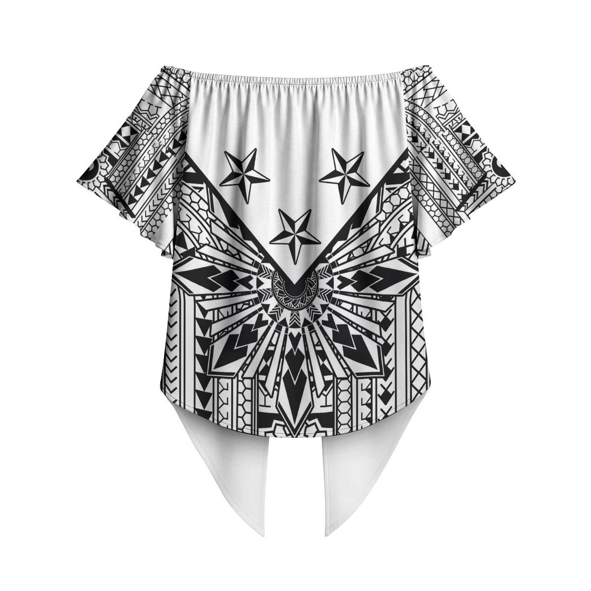 White Philippines Sun Star Off Shoulder Wrap Waist Top Igorot Tribal Inspiration LT05 - Polynesian Pride
