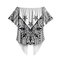 White Philippines Sun Star Off Shoulder Wrap Waist Top Igorot Tribal Inspiration LT05 - Polynesian Pride