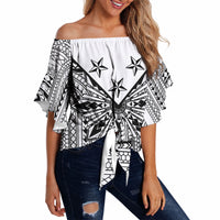 White Philippines Sun Star Off Shoulder Wrap Waist Top Igorot Tribal Inspiration LT05 - Polynesian Pride