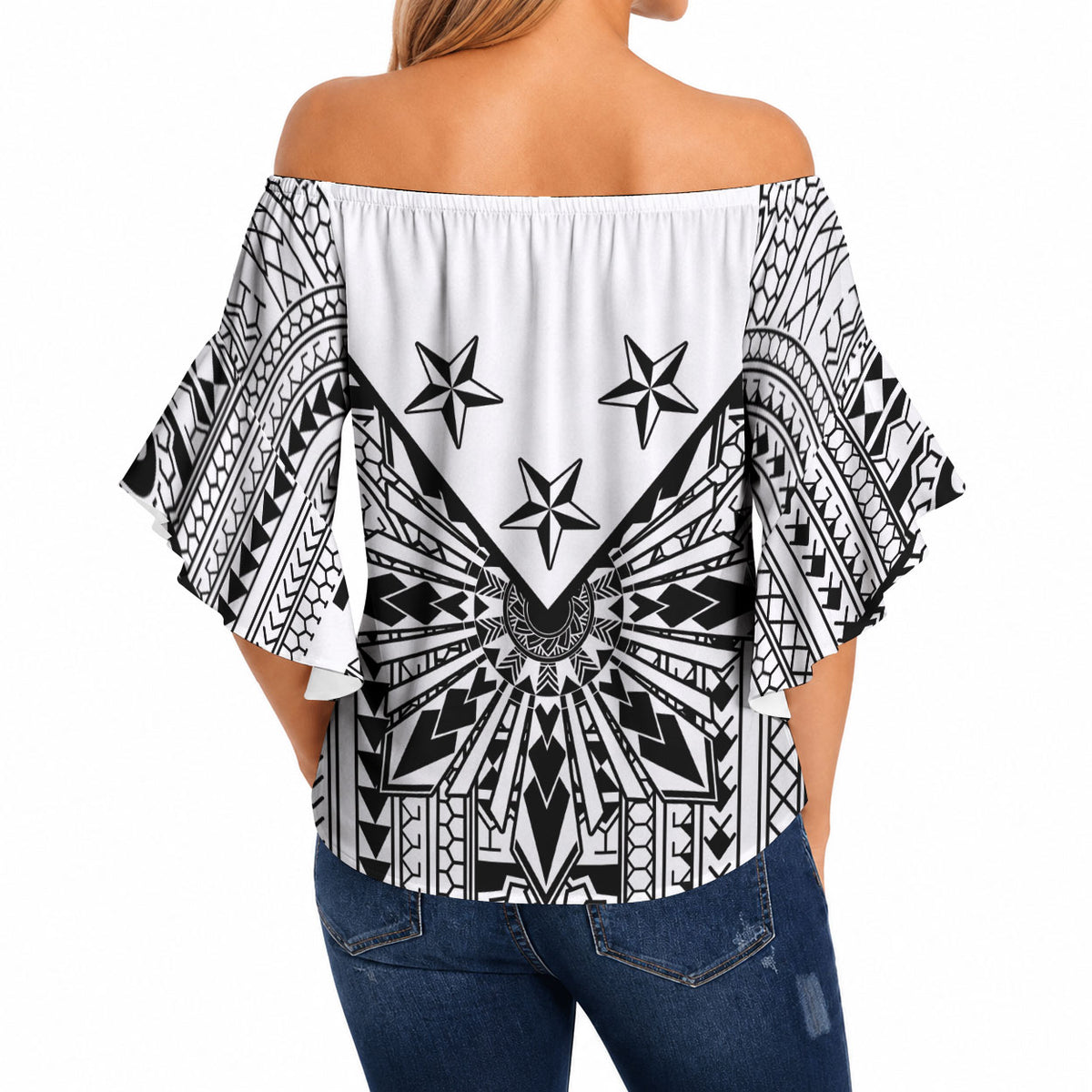 White Philippines Sun Star Off Shoulder Wrap Waist Top Igorot Tribal Inspiration LT05 - Polynesian Pride