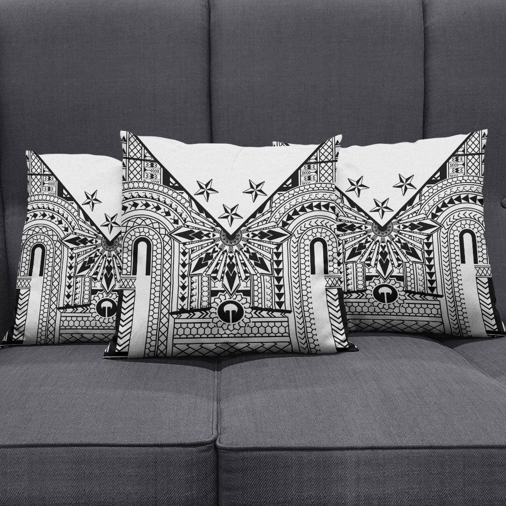 White Philippines Sun Star Pillow Cover Igorot Tribal Inspiration