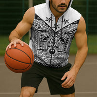 White Philippines Sun Star Sleeveless Zip Hoodie Igorot Tribal Inspiration