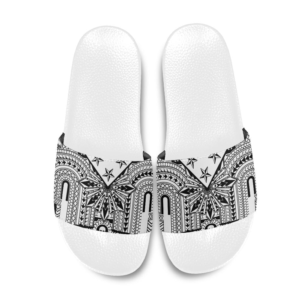 White Philippines Sun Star Slide Sandals Igorot Tribal Inspiration