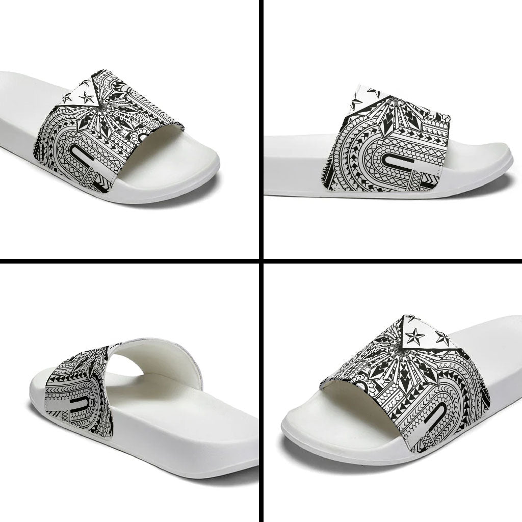 White Philippines Sun Star Slide Sandals Igorot Tribal Inspiration
