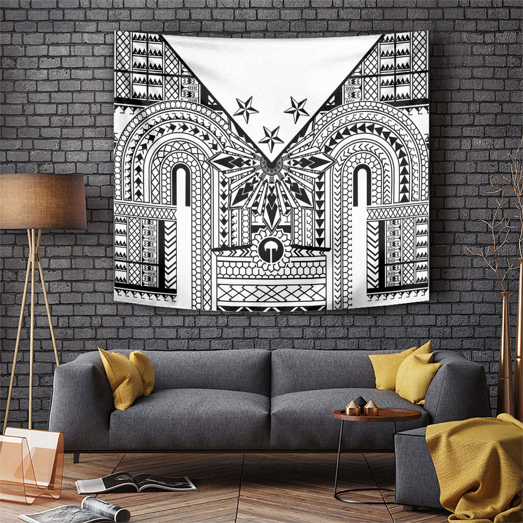 White Philippines Sun Star Tapestry Igorot Tribal Inspiration