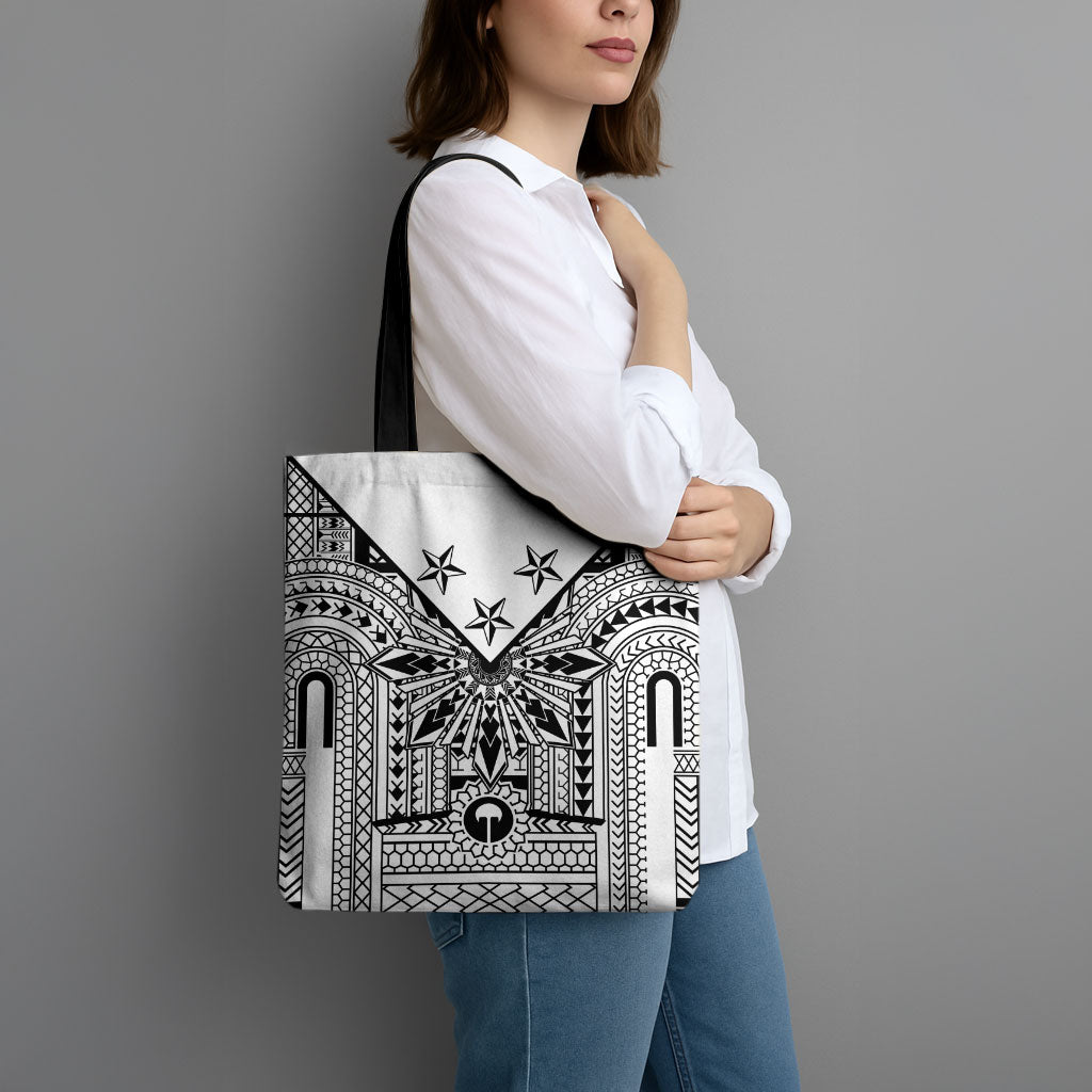 White Philippines Sun Star Tote Bag Igorot Tribal Inspiration