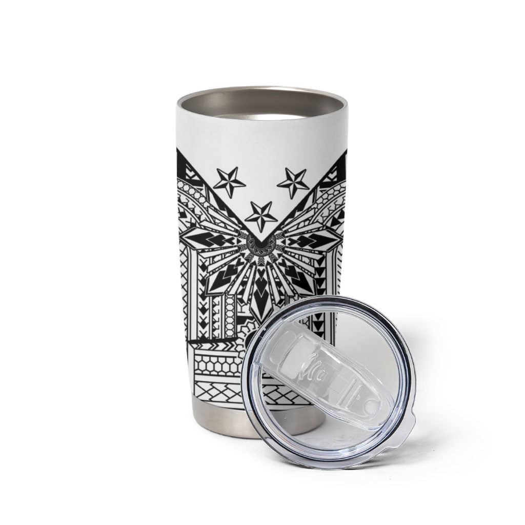 White Philippines Sun Star Tumbler Cup Igorot Tribal Inspiration