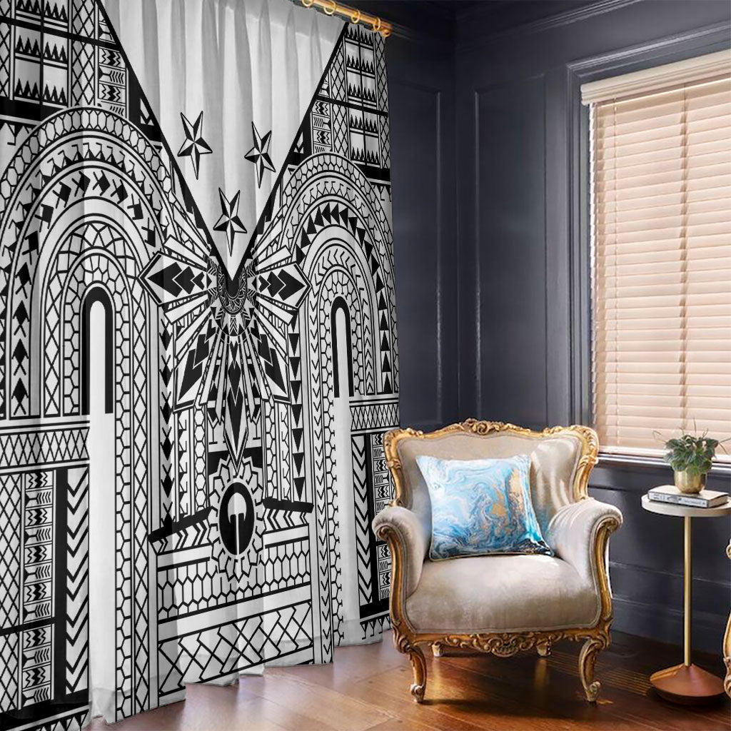 White Philippines Sun Star Window Curtain Igorot Tribal Inspiration