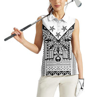 White Philippines Sun Star Women Sleeveless Polo Shirt Igorot Tribal Inspiration