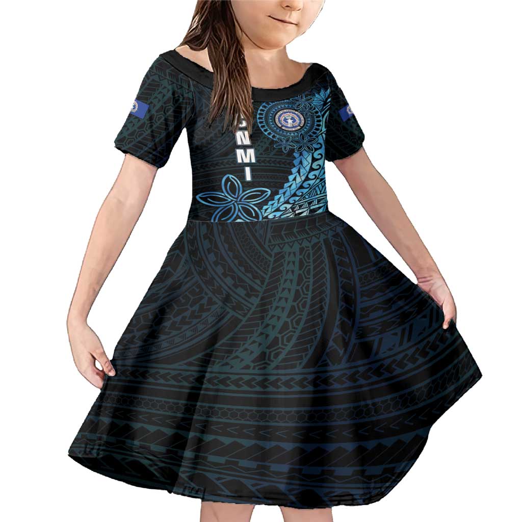 Personalized Northern Mariana Islands 78th Liberation Day Family Matching Mermaid Dress and Hawaiian Shirt LT05 Daughter's Dress Blue - Polynesian Pride