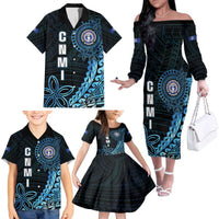 Personalized Northern Mariana Islands 78th Liberation Day Family Matching Off The Shoulder Long Sleeve Dress and Hawaiian Shirt LT05 - Polynesian Pride