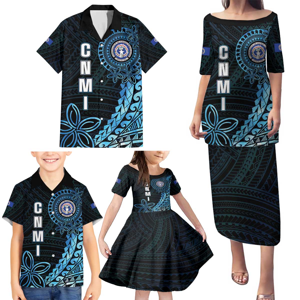 Personalized Northern Mariana Islands 78th Liberation Day Family Matching Puletasi and Hawaiian Shirt LT05 - Polynesian Pride