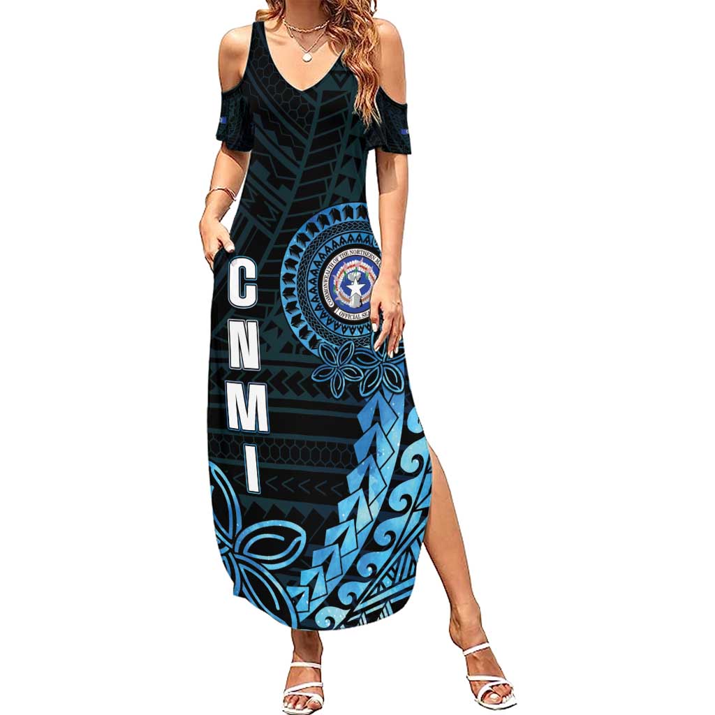 Personalized Northern Mariana Islands 78th Liberation Day Family Matching Summer Maxi Dress and Hawaiian Shirt LT05 Mom's Dress Blue - Polynesian Pride