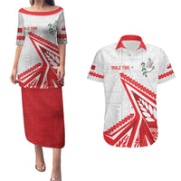 Custom Tonga Rugby 2024 Pacific Couples Matching Puletasi and Hawaiian Shirt Go Ikale Tahi LT05 White - Polynesian Pride