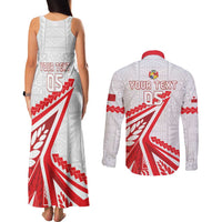 Custom Tonga Rugby 2024 Pacific Couples Matching Tank Maxi Dress and Long Sleeve Button Shirt Go Ikale Tahi