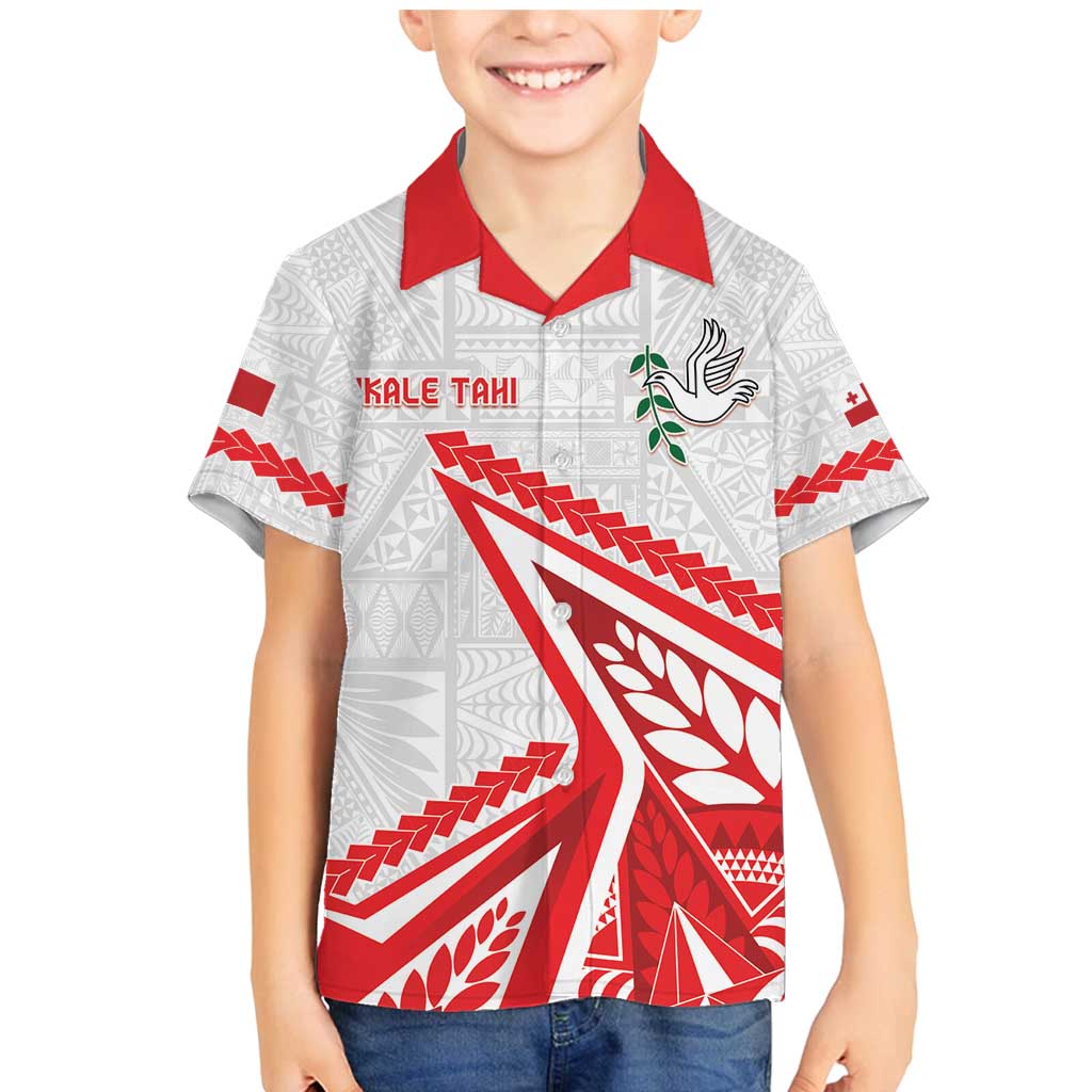 Custom Tonga Rugby 2024 Pacific Family Matching Mermaid Dress and Hawaiian Shirt Go Ikale Tahi LT05 Son's Shirt White - Polynesian Pride