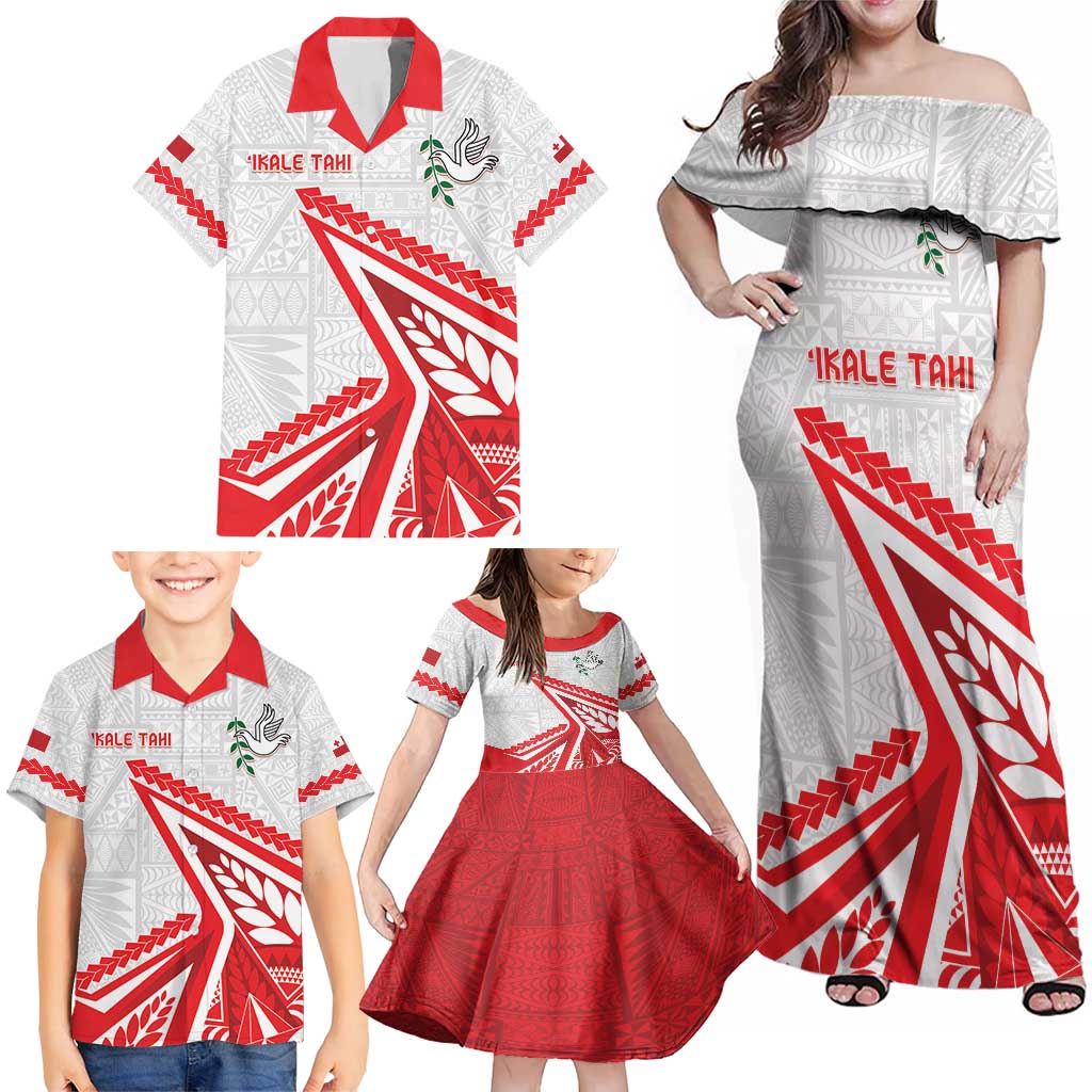 Custom Tonga Rugby 2024 Pacific Family Matching Off Shoulder Maxi Dress and Hawaiian Shirt Go Ikale Tahi LT05 - Polynesian Pride