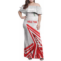 Custom Tonga Rugby 2024 Pacific Family Matching Off Shoulder Maxi Dress and Hawaiian Shirt Go Ikale Tahi LT05 Mom's Dress White - Polynesian Pride