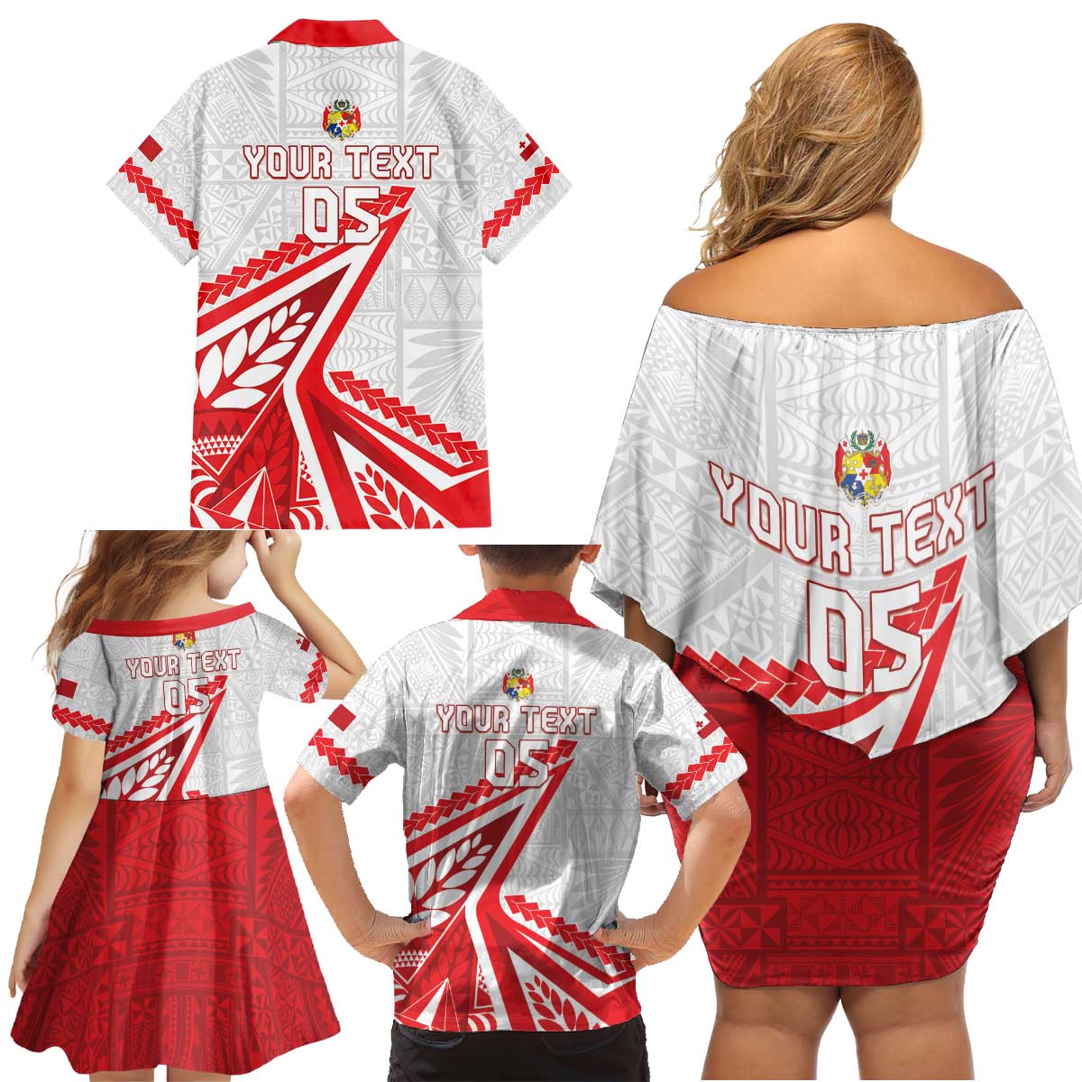 Custom Tonga Rugby 2024 Pacific Family Matching Off Shoulder Short Dress and Hawaiian Shirt Go Ikale Tahi LT05 - Polynesian Pride