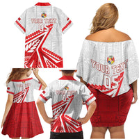 Custom Tonga Rugby 2024 Pacific Family Matching Off Shoulder Short Dress and Hawaiian Shirt Go Ikale Tahi LT05 - Polynesian Pride