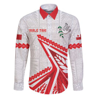 Custom Tonga Rugby 2024 Pacific Family Matching Puletasi and Hawaiian Shirt Go Ikale Tahi LT05 Dad's Shirt - Long Sleeve White - Polynesian Pride