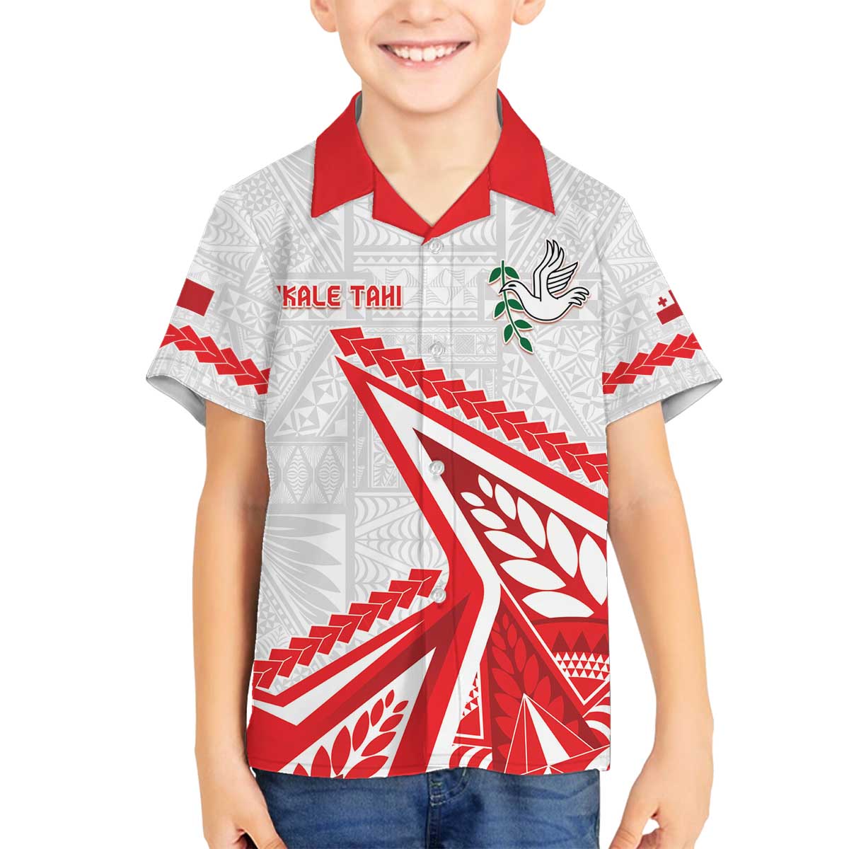 Custom Tonga Rugby 2024 Pacific Family Matching Puletasi and Hawaiian Shirt Go Ikale Tahi LT05 Son's Shirt White - Polynesian Pride