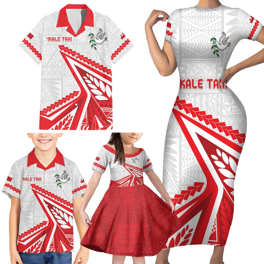 Custom Tonga Rugby 2024 Pacific Family Matching Short Sleeve Bodycon Dress and Hawaiian Shirt Go Ikale Tahi LT05 - Polynesian Pride