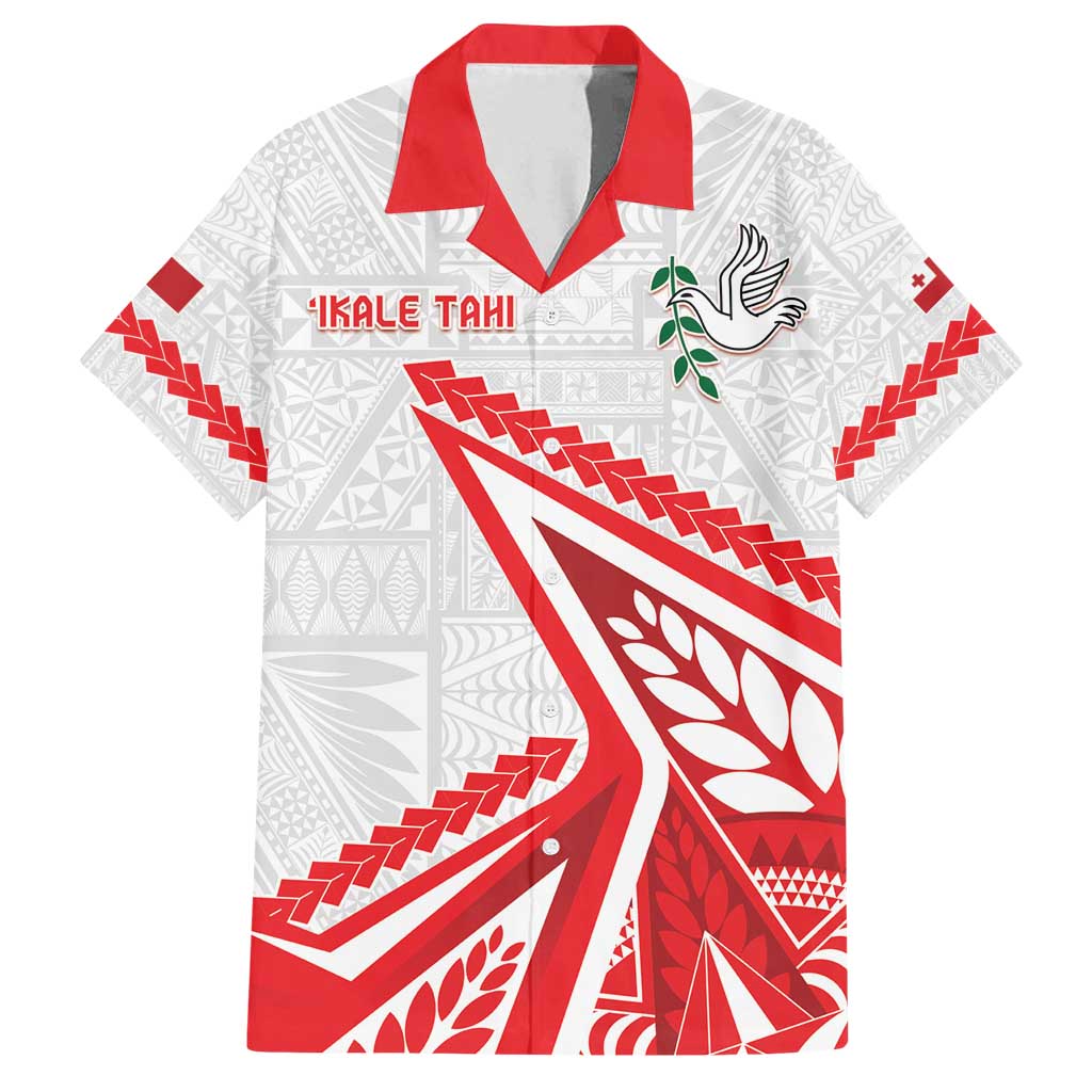 Custom Tonga Rugby 2024 Pacific Family Matching Tank Maxi Dress and Hawaiian Shirt Go Ikale Tahi LT05 Dad's Shirt - Short Sleeve White - Polynesian Pride