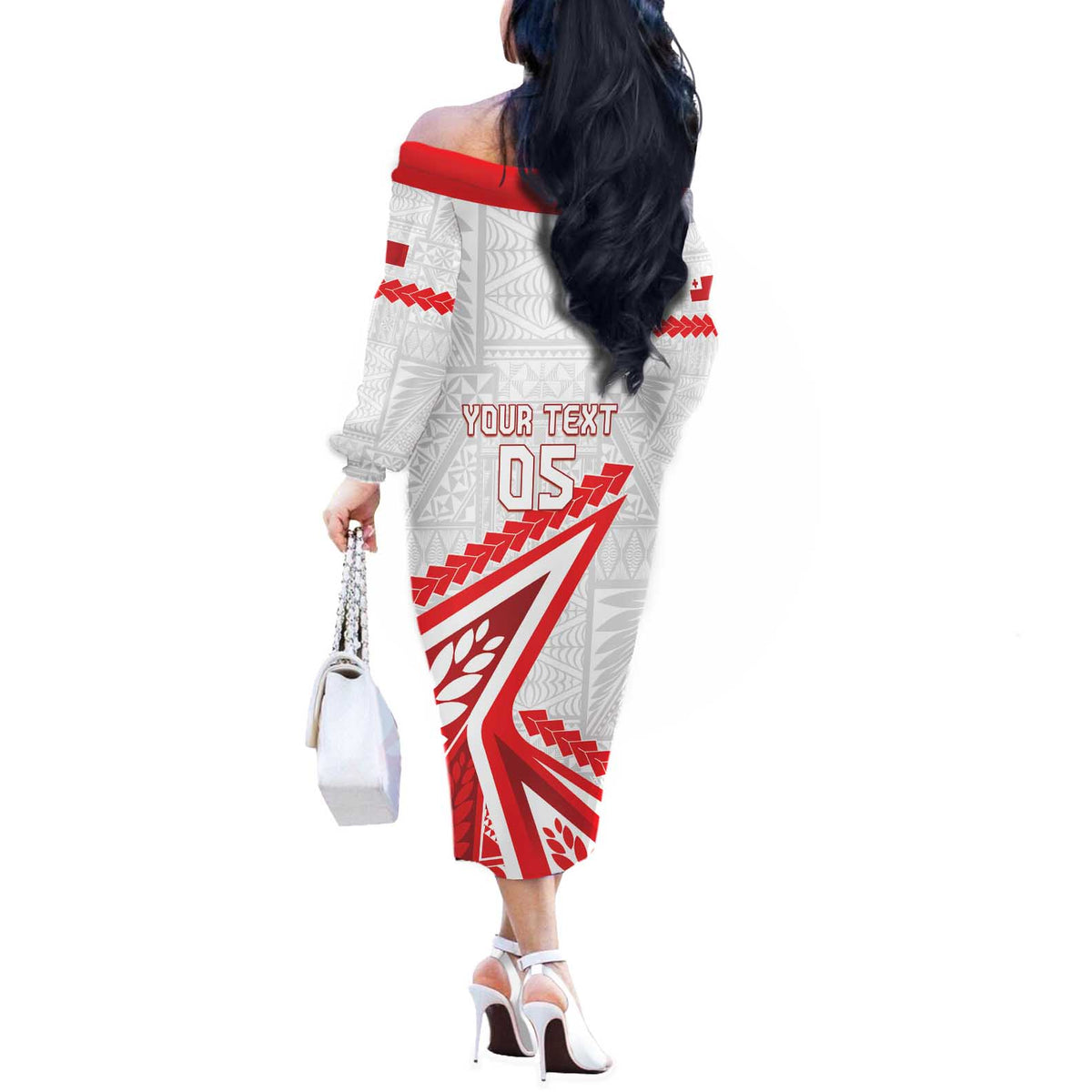 Custom Tonga Rugby 2024 Pacific Off The Shoulder Long Sleeve Dress Go Ikale Tahi