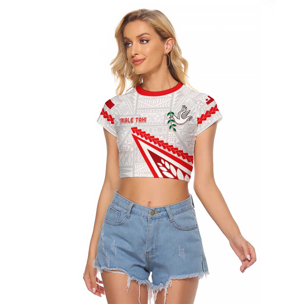 Custom Tonga Rugby 2024 Pacific Raglan Cropped T Shirt Go Ikale Tahi LT05 Female White - Polynesian Pride